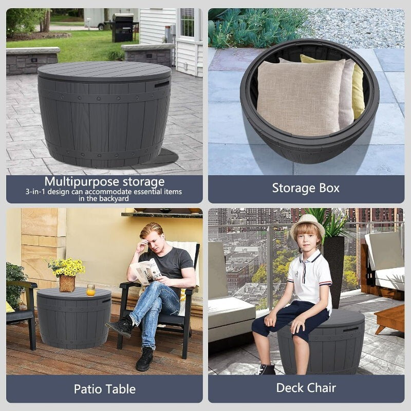 Hello Outdoors 3-in-1 Portable Outdoor Garden Storage Box Chest Seat Patio Table