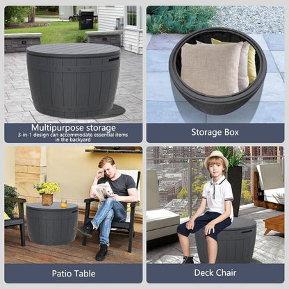 Hello Outdoors 3-in-1 Portable Outdoor Garden Storage Box Chest Seat Patio Table