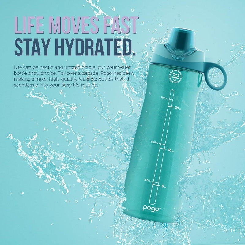 Pogo Tritan Water Bottle with Soft Straw 946 ml (32 oz) - Leakproof, BPA-Free