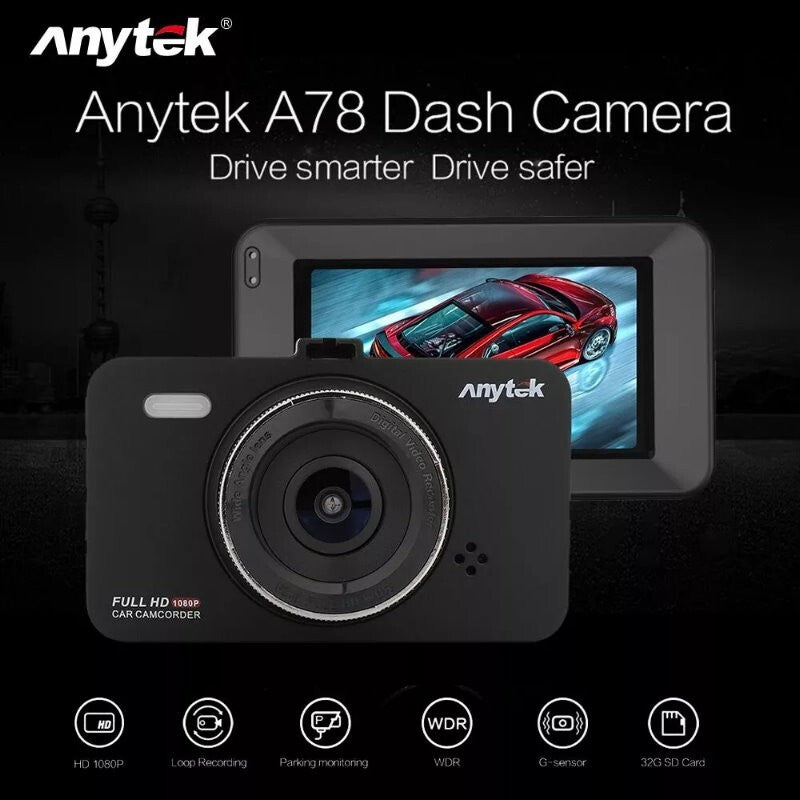 Anytek A78 Car Dash Cam Full HD 1080P Car DVR 170° w/ 24 Hour Parking Monitoring