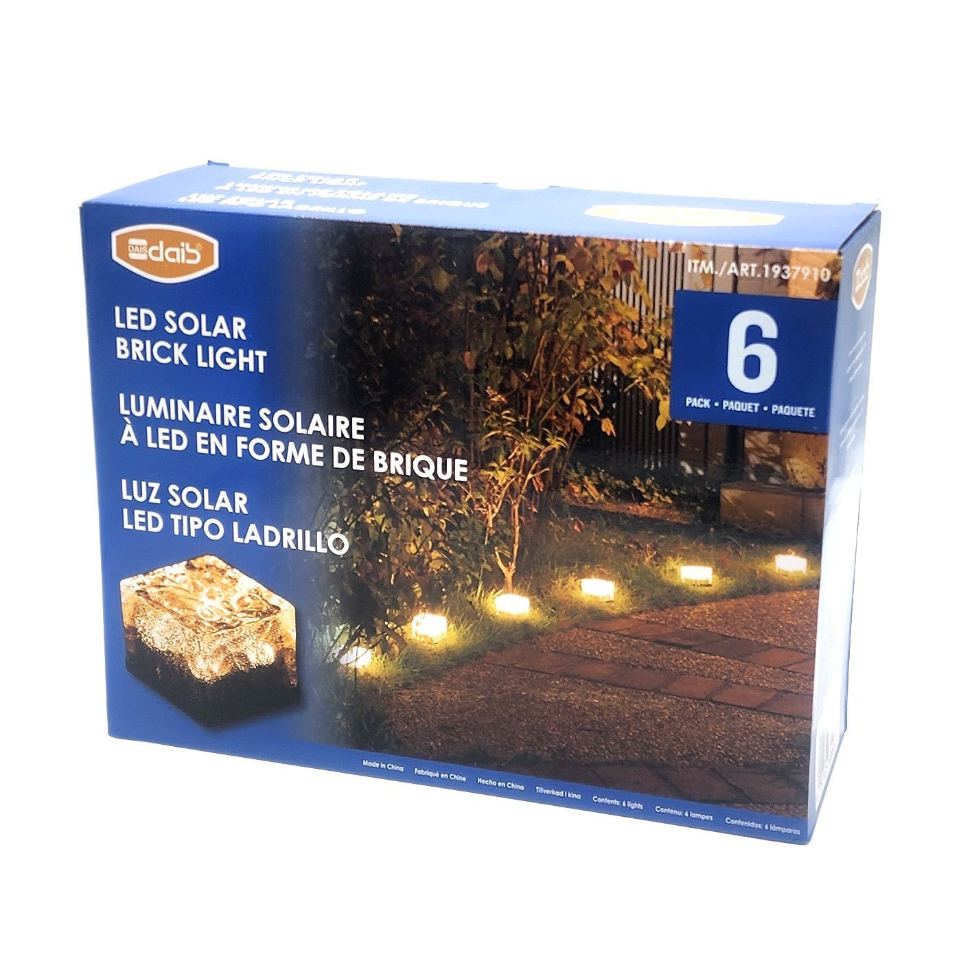 LED Solar Outdoor Garden Glass Brick Path Lights 6 Pack Warm White 8h Runtime