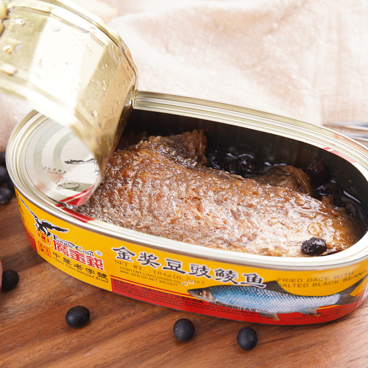 Eagle Coin 184g x 4 Fried Dace with Salted Black Bean Tin Asian Can Fish 鹰金钱豆豉鲮鱼