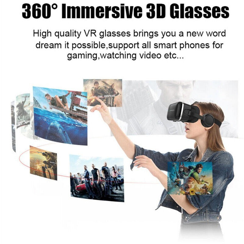 VR SHINCON 8.0 Bluetooth 3D VR Glasses Headsets w/ Controller - iOS & Android