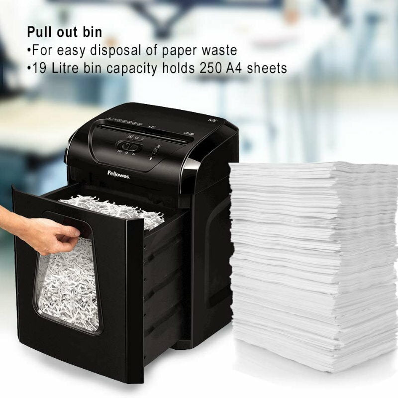 Fellowes Powershred 12C Commericial Cross-Cut Paper Shredder 19L 2mpm SafetyLock