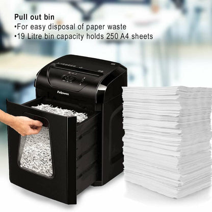 Fellowes Powershred 12C Commericial Cross-Cut Paper Shredder 19L 2mpm SafetyLock
