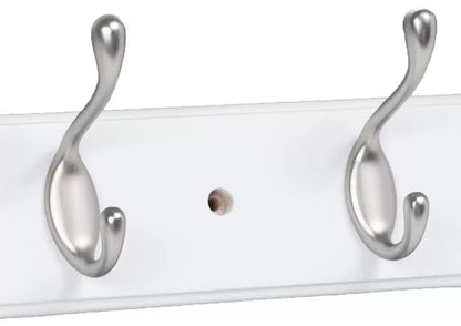 BirdRock Home 2-Pieces Hook Rails 27" Wall Mounted 6 Satin Nickel Hook Wall Rack