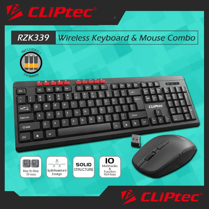 CLiPtec RZK339 ESSENTIAL AIR Wireless Multimedia Keyboard and Mouse Combo Set