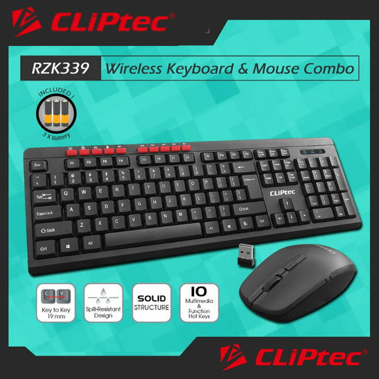CLiPtec RZK339 ESSENTIAL AIR Wireless Multimedia Keyboard and Mouse Combo Set