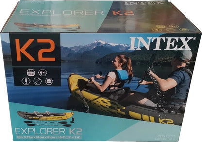 Intex 2-Person Explorer K2 Inflatable Kayak with Bag Canoe River Lake Boat 180kg