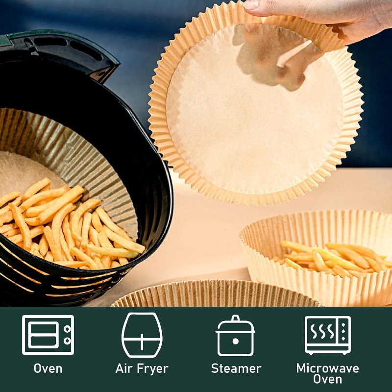 DATS Applaud Air Fryer Disposable Paper Liners Round, Oil & Water Proof, Baking