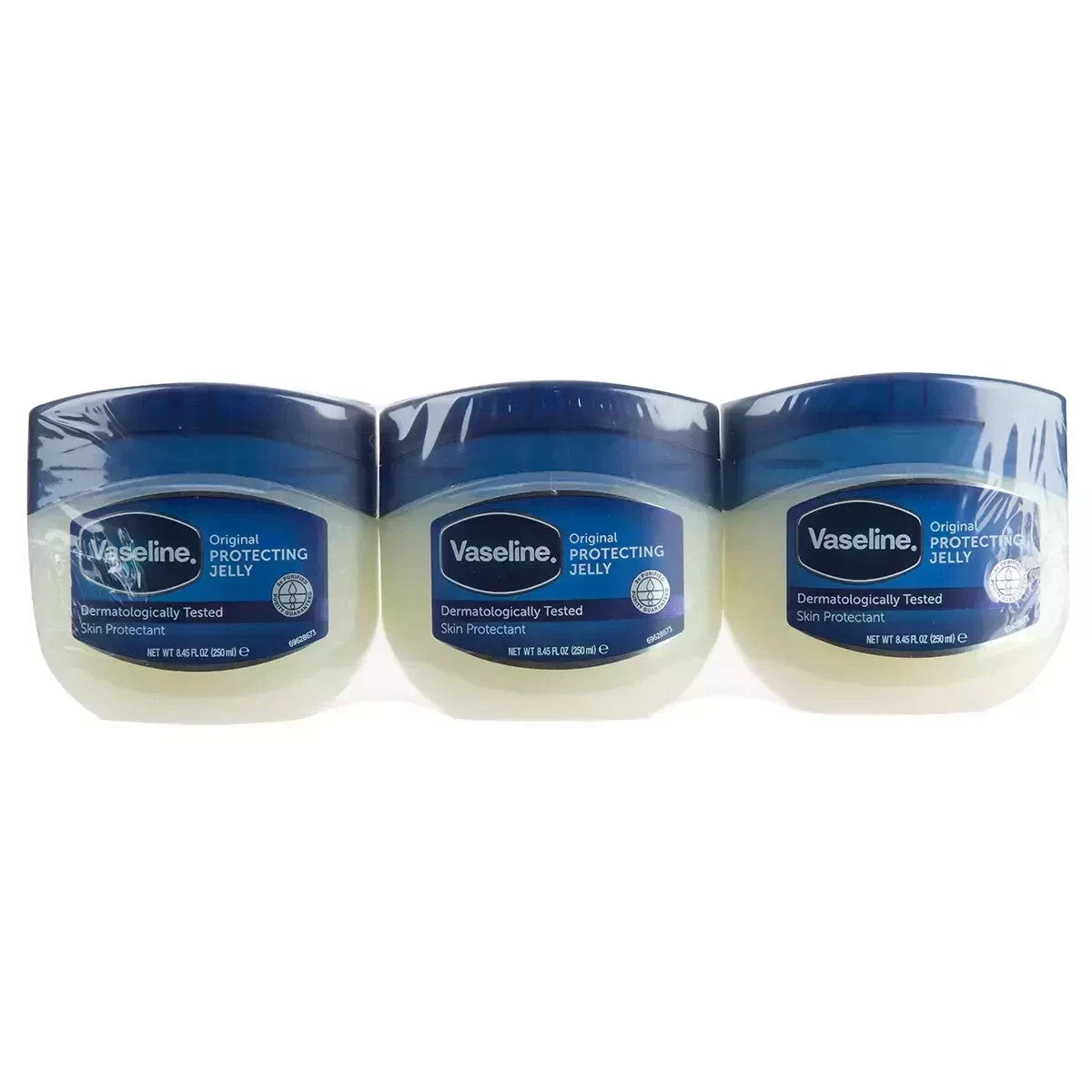 3 x Vaseline 250ml Pure Petroleum Jelly Jar Hand Face Body Dry Skin Moisturiser