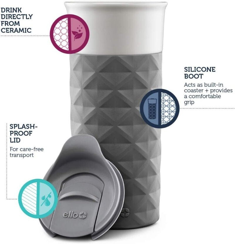 Ello Ogden On-The-Go Ceramic Travel Mug with Friction-Fit Lid & Silicone Boot