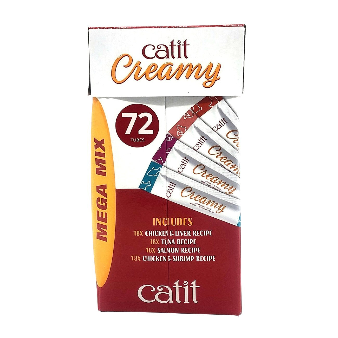72 x 15g Catit Creamy Pet Lickable Cat Treat Snacks Tuna Chicken Shrimp & Salmon