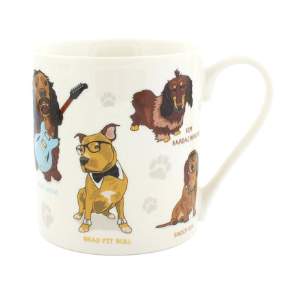 Celebri Dogs Ceramic Coffee Mug Brad Pit Bull Will Sniff Collie Parton 350mL