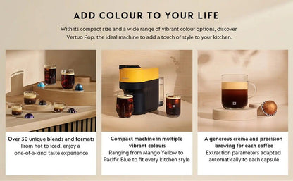 Nespresso Vertuo Pop Deluxe Coffee Machine Aeroccino3 Milk Frother by De'Longhi