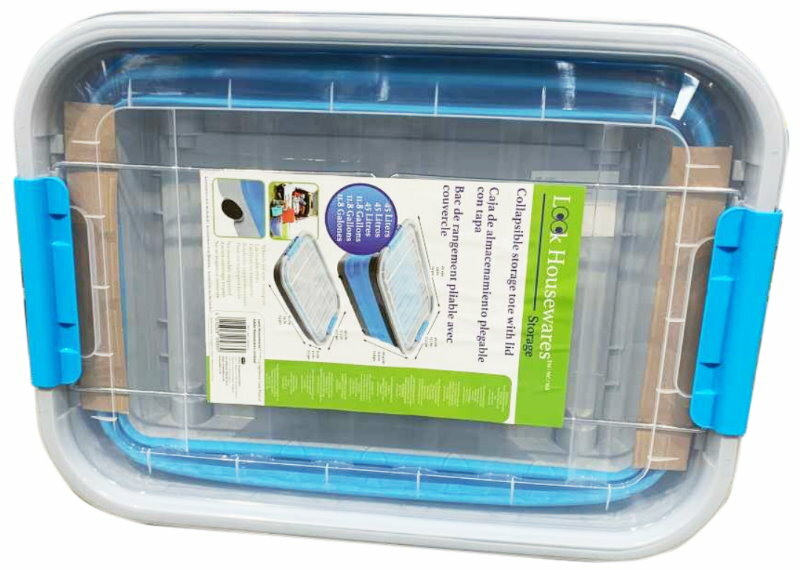 Addis Housewares 30 Litre Collapsible Storage Tote with Lid and Wheels