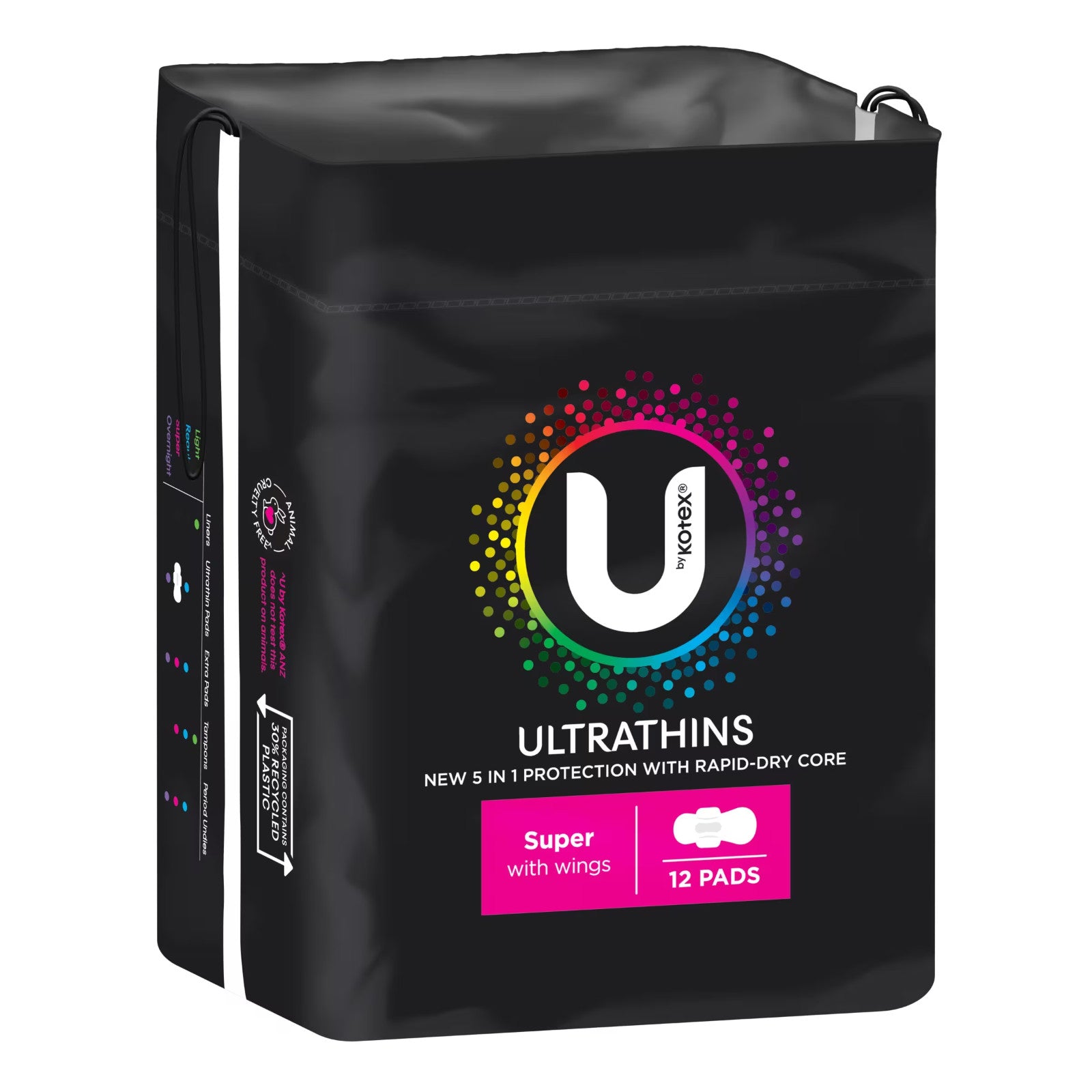 96 x U By Kotex Ultrathins Super Pads with Wings Dry Disposable Period Pads Box