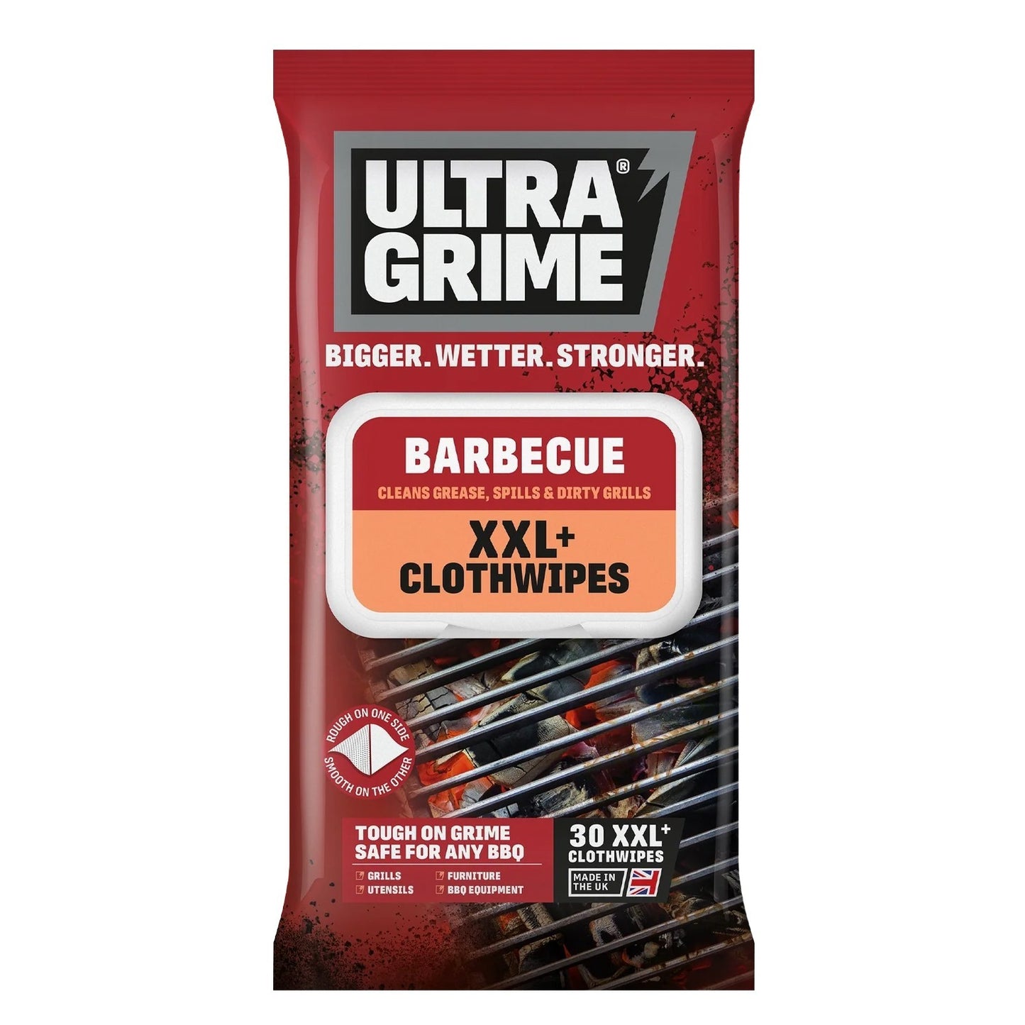 Ultra Grime XXL+ Barbecue Clothwipes 30 pack Tough on Grime Clean Grills Utensil