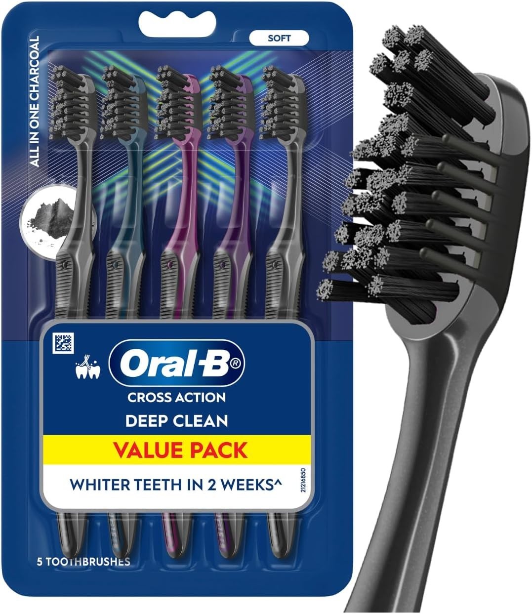 Oral-B Cross Action Deep Clean Ultrathin All In One Charcoal Toothbrush 10 Pack