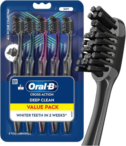 Oral-B Cross Action Deep Clean Ultrathin All In One Charcoal Toothbrush 10 Pack