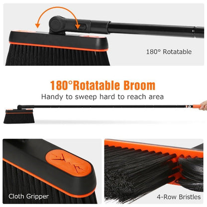 Carrara Home 46.5" 180° Rotatable Broom and Dustpan Set with Self-Cleaning Teeth