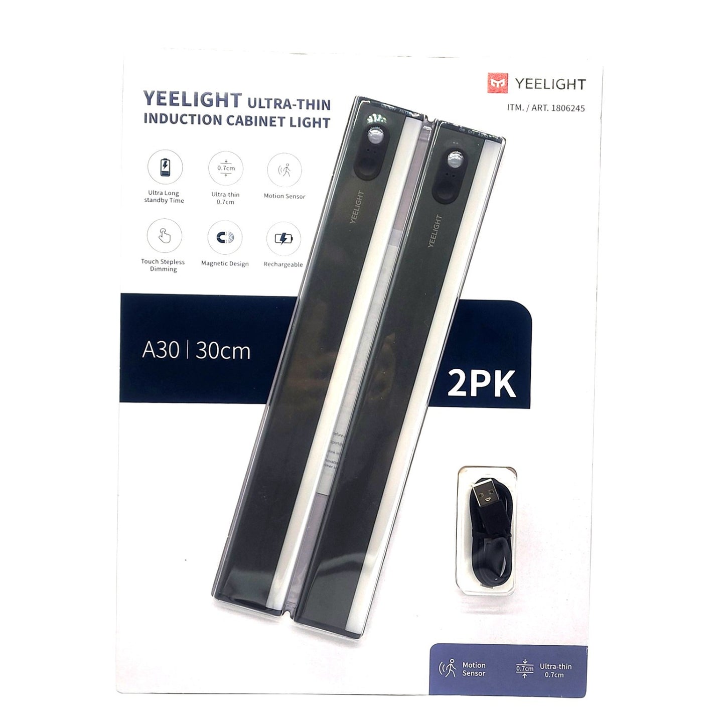 2 x Yeelight Ultra Thin LED Induction Cabinet Rechargeable Motion Sensor Lights