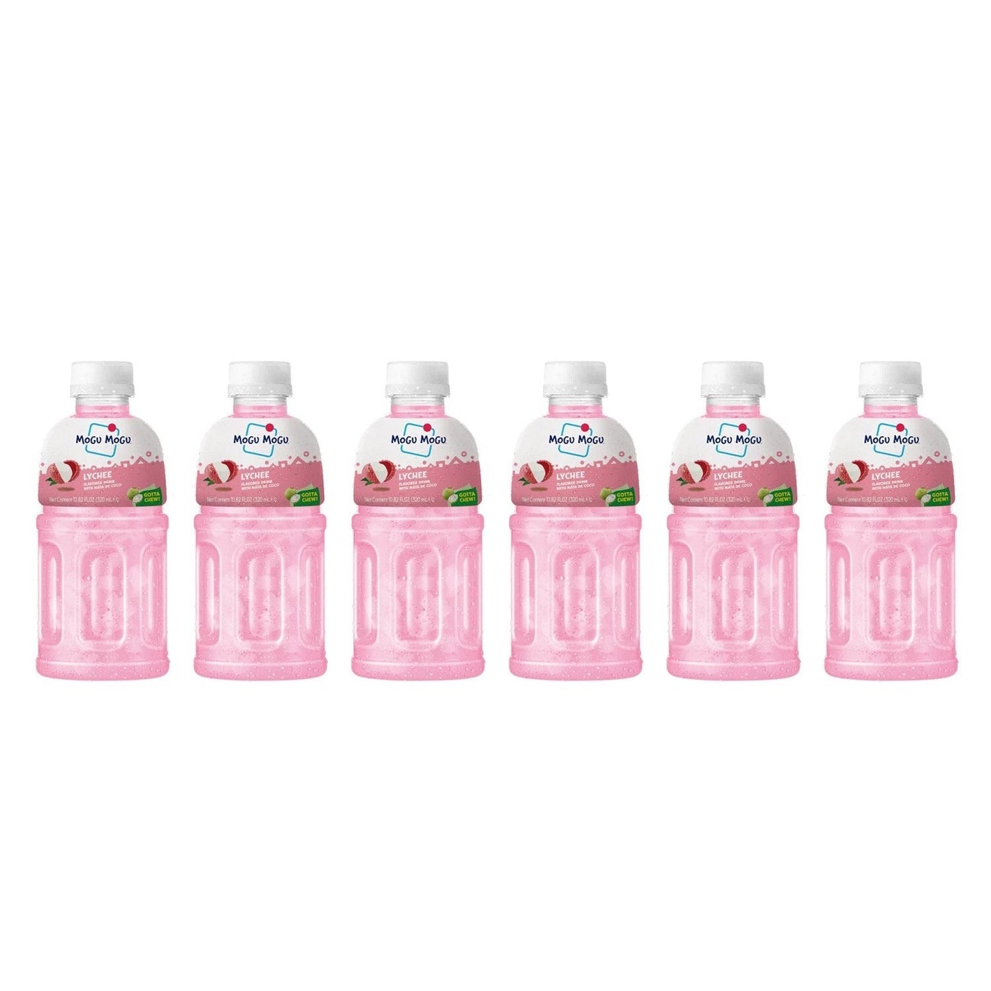 6 x 320ml Mogu Mogu Lychee Flavoured Kids drink with Nata De Coco Coconut Jelly