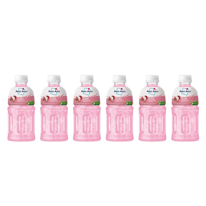 6 x 320ml Mogu Mogu Lychee Flavoured Kids drink with Nata De Coco Coconut Jelly
