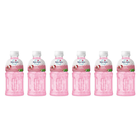 6 x 320ml Mogu Mogu Lychee Flavoured Kids drink with Nata De Coco Coconut Jelly
