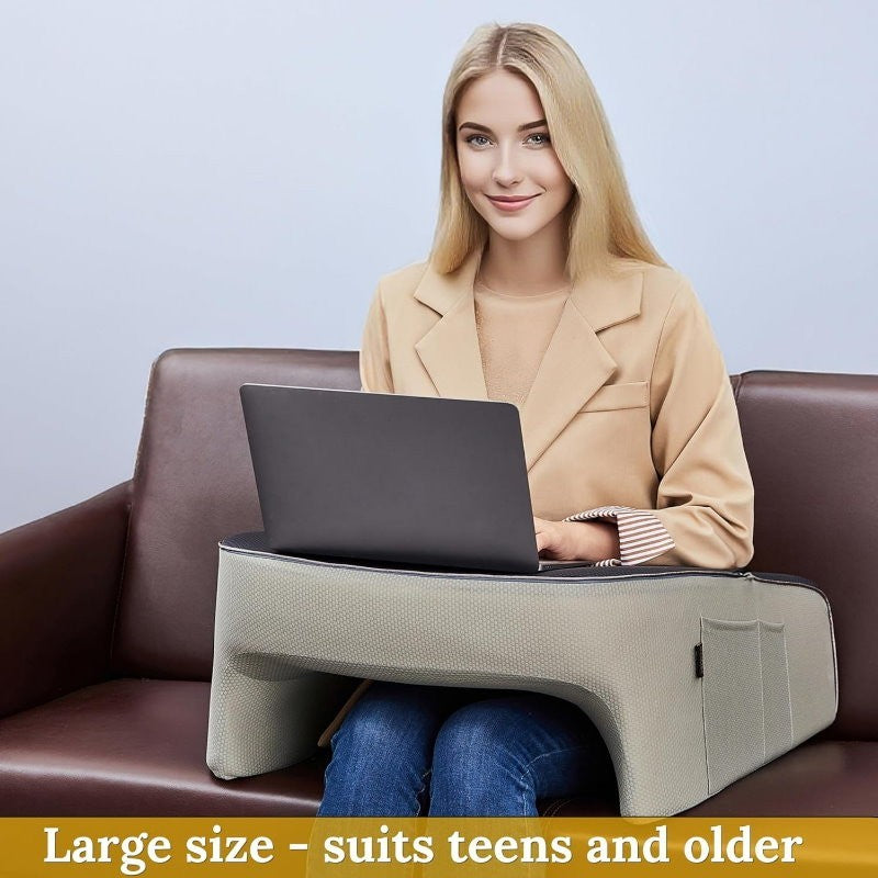 Casual Living Lap Desk Pillow Memory Foam Removable Knit Cover for Bed & Couch