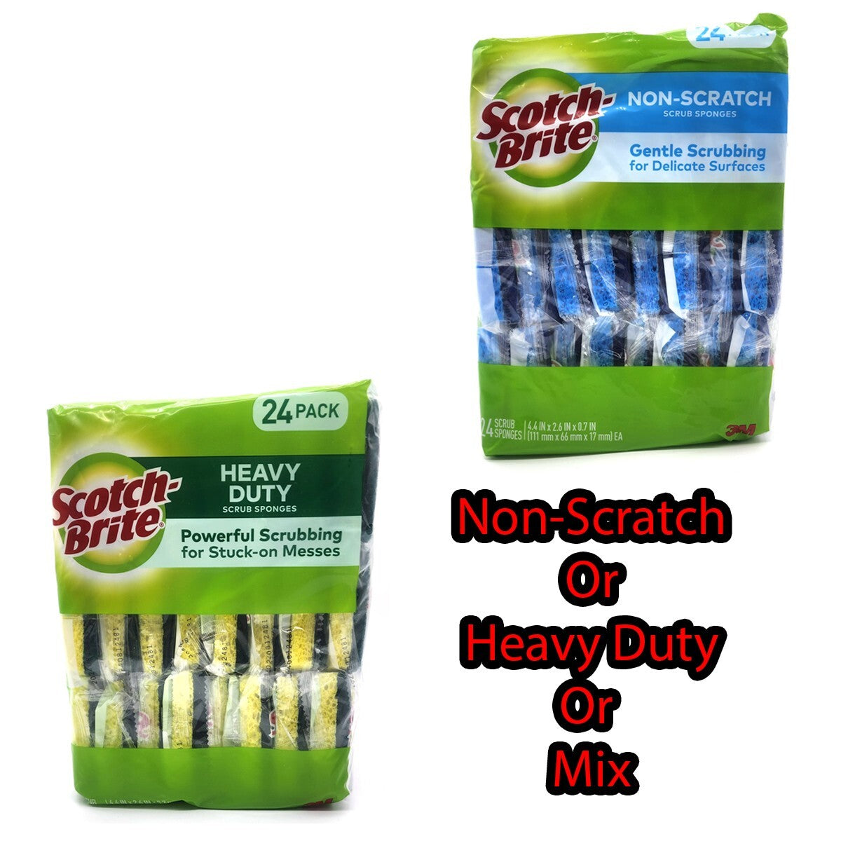 3M Scotch Brite Kitchen Heavy Duty Non-Scratch Scrub Mix Scourer Sponge Cleaner