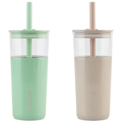 REDUCE Aspen 20oz 590ml Vacuum Insulated Glass Tumbler w/ Lid & Extra Wide Straw