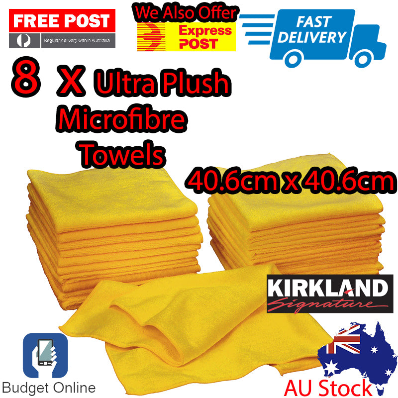 8 Soft Plush Microfibre Glass Cloth Car Cleaning Drying Wipe Towel 40.6 x 40.6cm