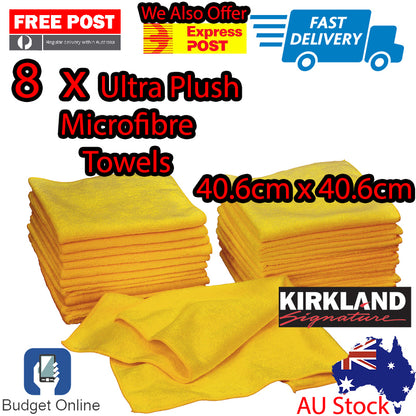 8 Soft Plush Microfibre Glass Cloth Car Cleaning Drying Wipe Towel 40.6 x 40.6cm