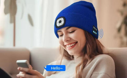 ZONSUSE 2-in-1 Winter Unisex Bluetooth Music Beanie Knitted Hat 6 LED Headlight