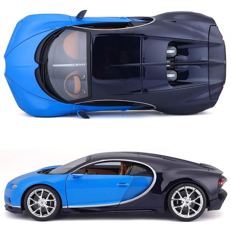 Maisto 1:18 Scale Special Edition Bugatti Chiron Die Cast Car Set Blue-Black