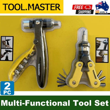ToolMaster 2 Pieces Multi-Functional Tool Set - Hammer Screwdriver Ratcheting
