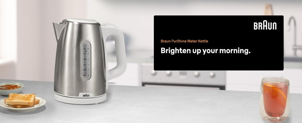 Braun PurShine 1.7L 2200W Stainless Steel Electric Kettle w/ 360° Rotating Base