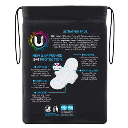 112 x U By Kotex Ultrathins Regular Pads with Wings Dry Disposable Period Pads