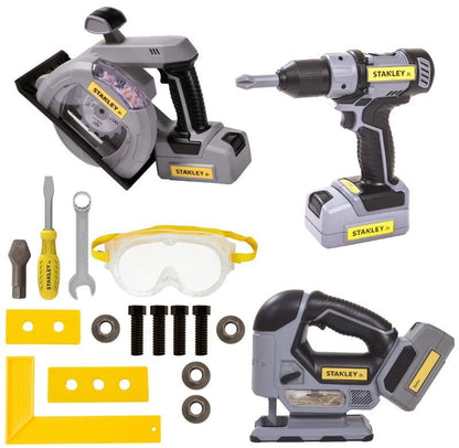 Stanley Jr. 18-Piece Role Play Toy Battery Power Tool Set Sound & Light for Kids