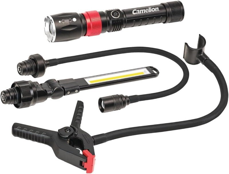 Camelion 3-in-1 LED Waterproof Rechargeable Flashlight Kit Work Light Flexible