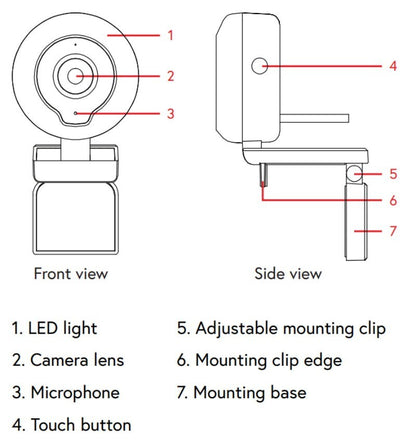 Sphere 2MP Full HD 1080P Streaming Webcam w/ Integrated Microphone, Ring Light