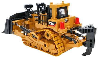 XZS 1:24 360° Rotation 9CH 2.4G RC Bulldozer Toy w/ Sound, Light, Alloy Bucket