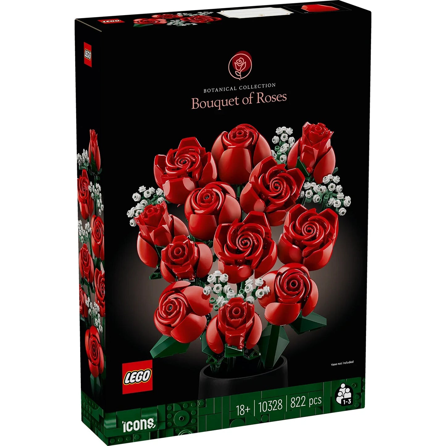 Lego 10328 Bouquet of Red Roses Icons Botanical Collection Flowers Set 822pcs