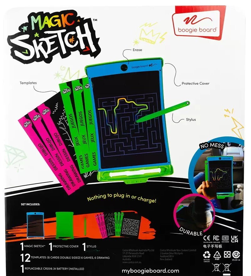 Boogie Board Magic Sketch Reusable Kids Drawing Pad with Double-Sided Templates