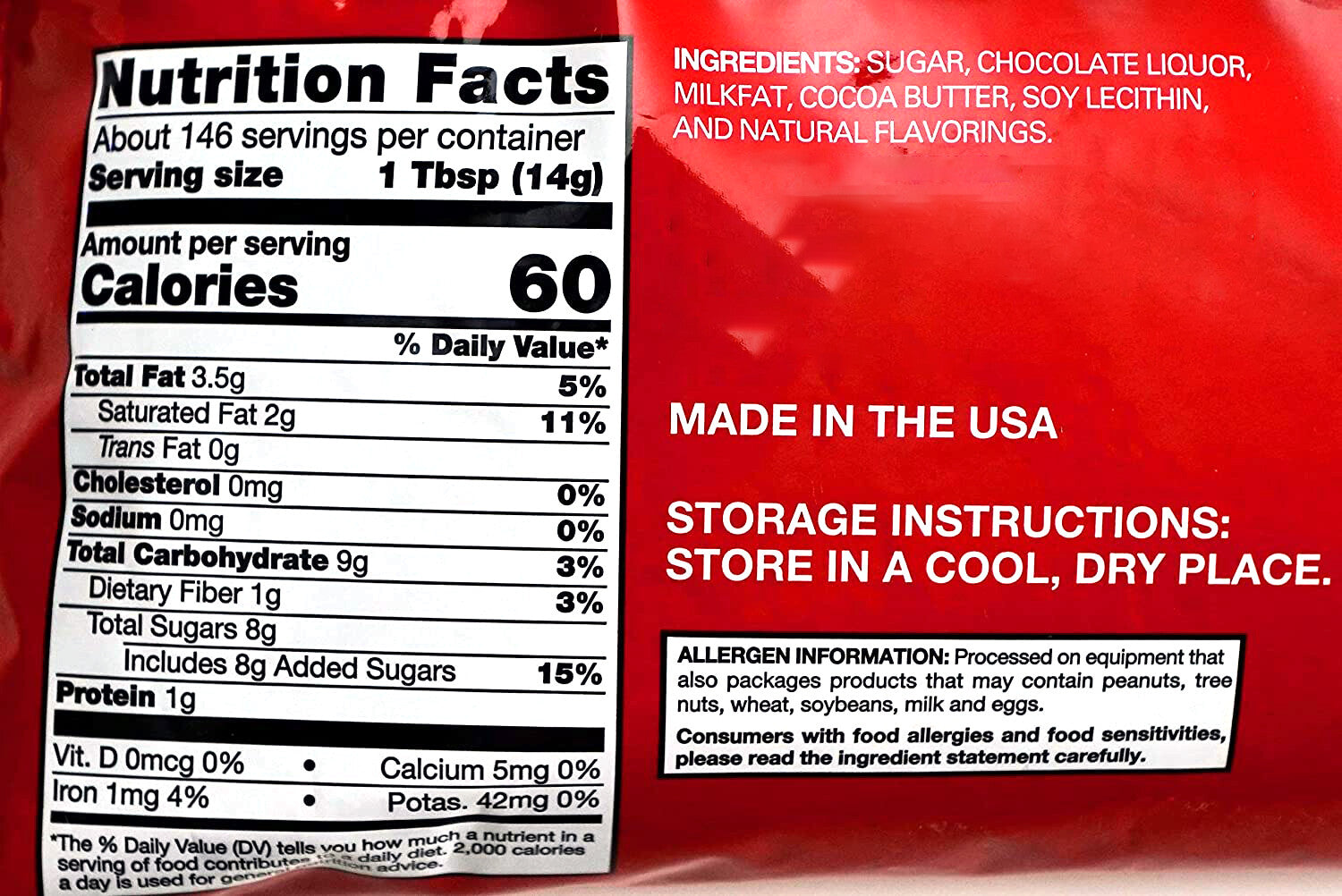 Semi-Sweet Chocolate Chip 2.04kg Great For Baking Snack Sustainable Cocoa Kosher