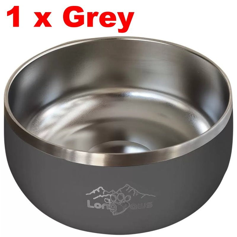 Long Paws Lunar Dog Bowls 1.8L Stainless Double-Wall Metal for Food & Water
