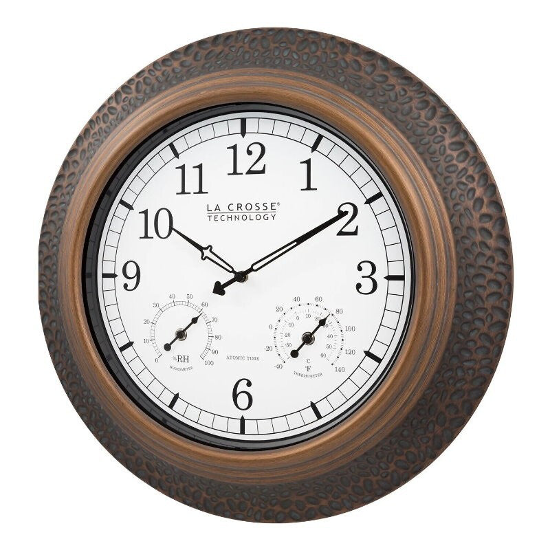 La Crosse 21" (53.4cm) Indoor/Outdoor Metal Wall Clock w/ Temperature & Humidity
