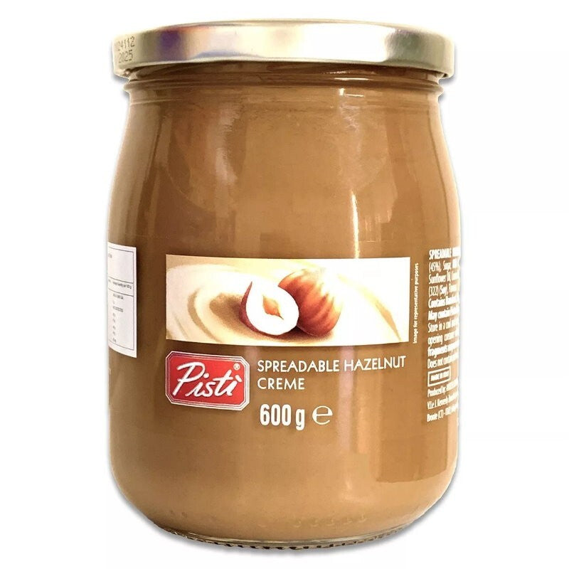 Pisti Spreadable Hazelnut Creme 600g - 45% Hazelnuts, Spreadable, Made in Italy