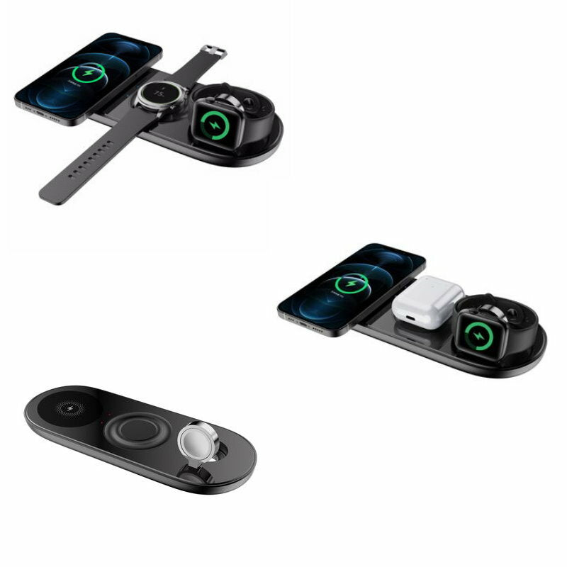 TEQ 15W 5-in-1 Fast Wireless Charger - iPhone 16, 15 Apple/Samsung Watch, AirPod